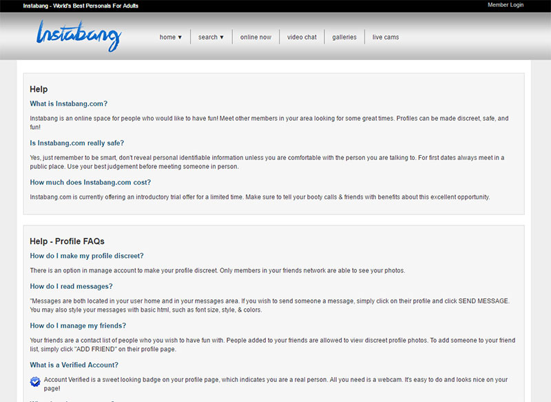 instabang support page