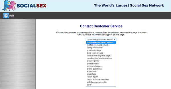 socialsexx customer support page