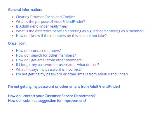 adultfriendfinder customer support page