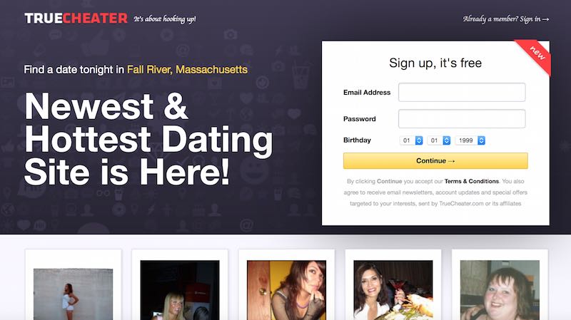 Screenshot of truecheater.com homepage