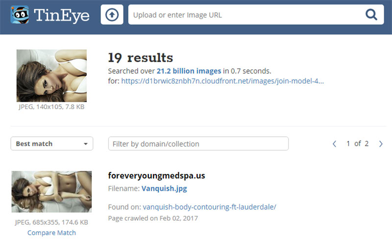 The stolen images on Horny Matches