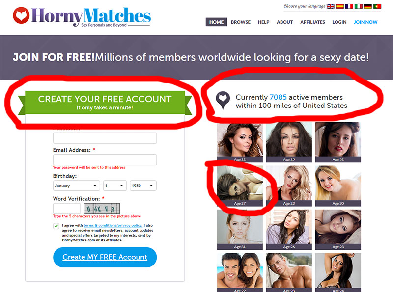 Hornymatches join landing page