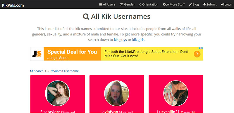 Kikpals Usernames Page