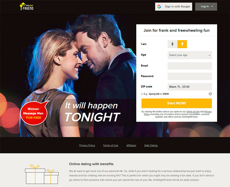 One Night Friend homepage