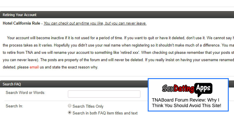 hotel california rule TNA Board