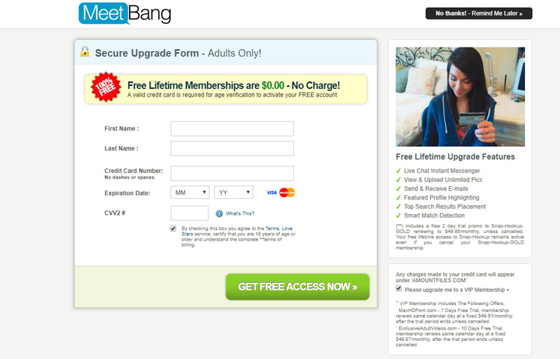 Instafuck payment form