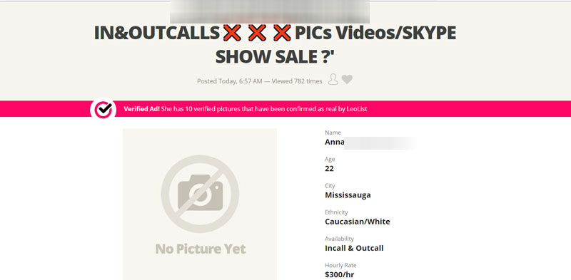 example of a leolist verified ad