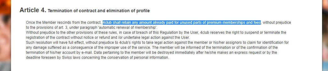 4club terms and conditions