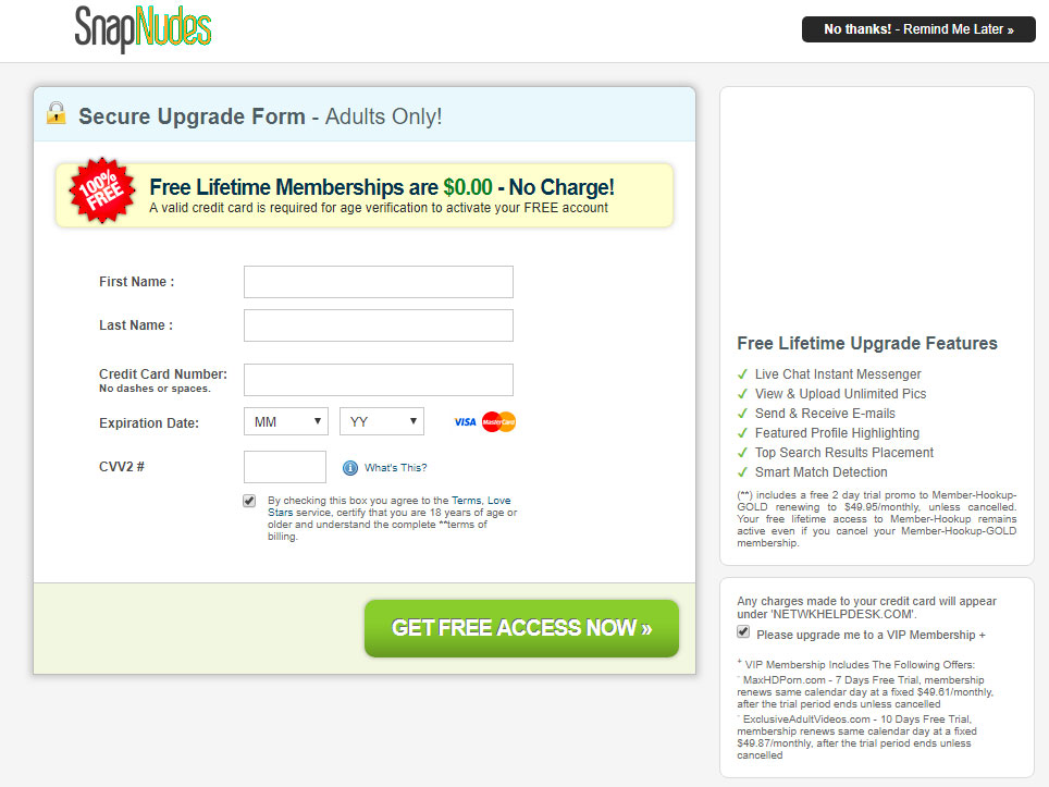 snap nudes credit card scam