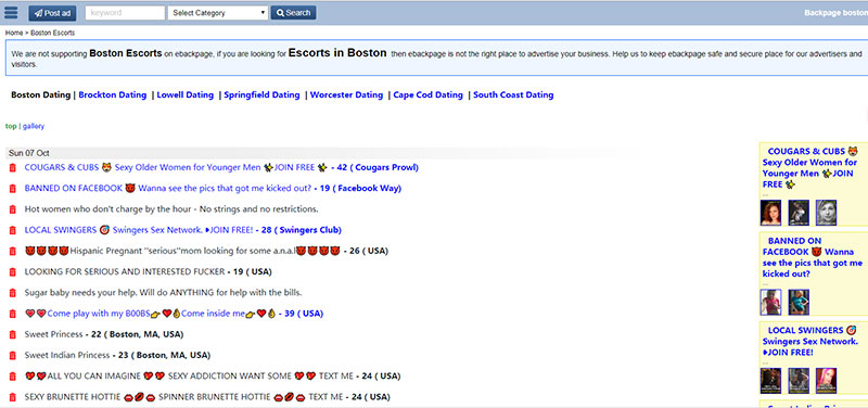 EBackpage Boston MA Section