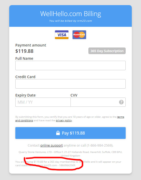 WellHello.com Annual Join Form