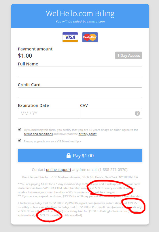 WellHello $1.00 trial scam