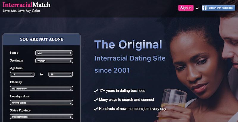 interracial match website screenshot