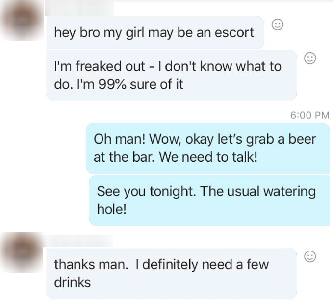 message from guy about girlfriend escort