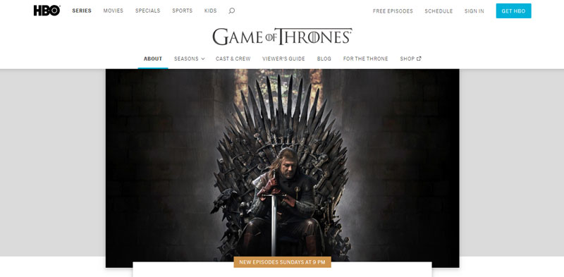 HBO.com GOT website