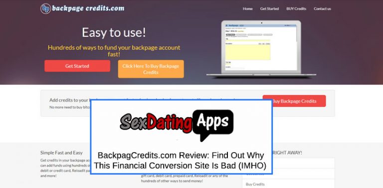 Backpage Credits homepage