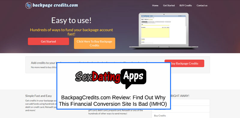 Backpage Credits homepage