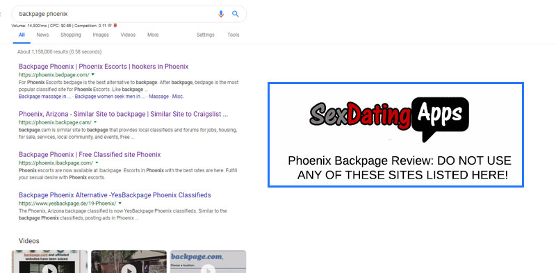 Phoenix Backpage search results