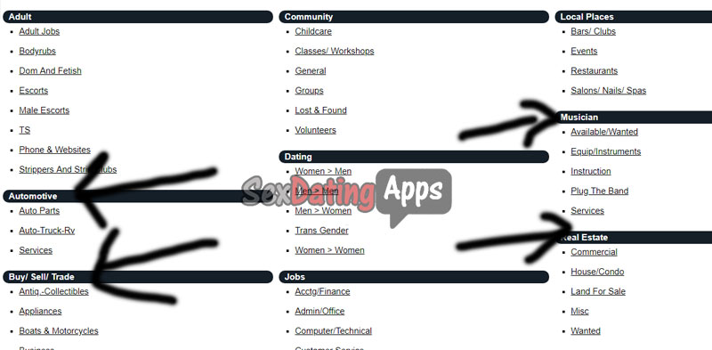 la backpage sections