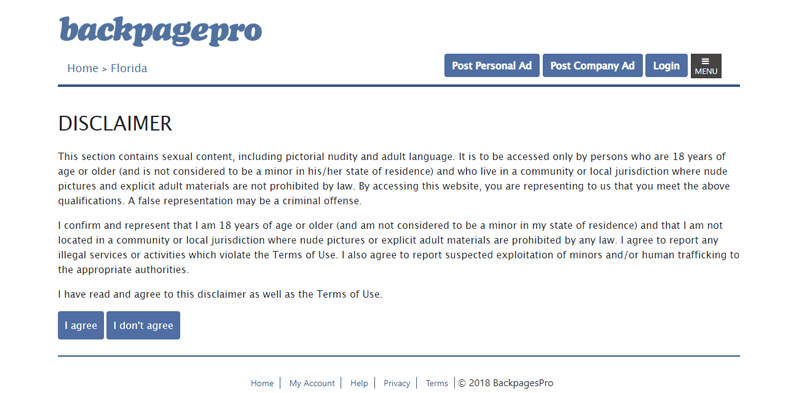 backpage pro disclaimer