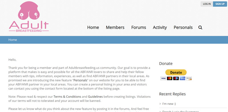 adultbreastfeeding.us homepage