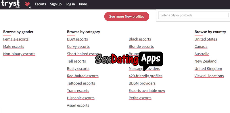 Tryst escort listings