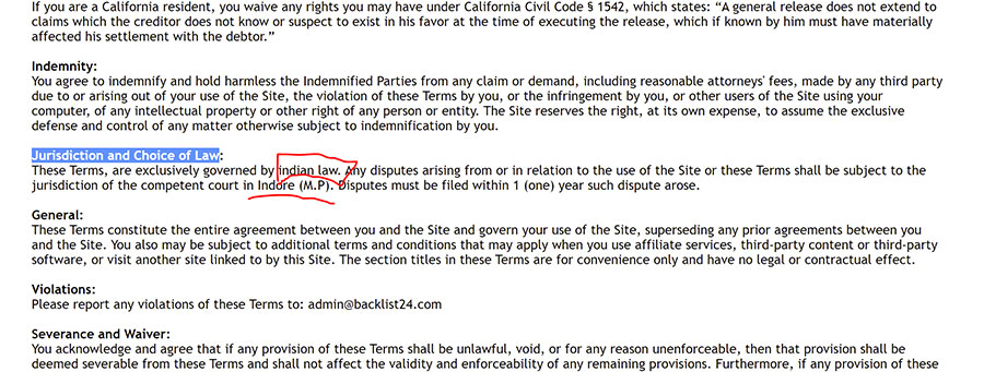 backlist jurisdiction