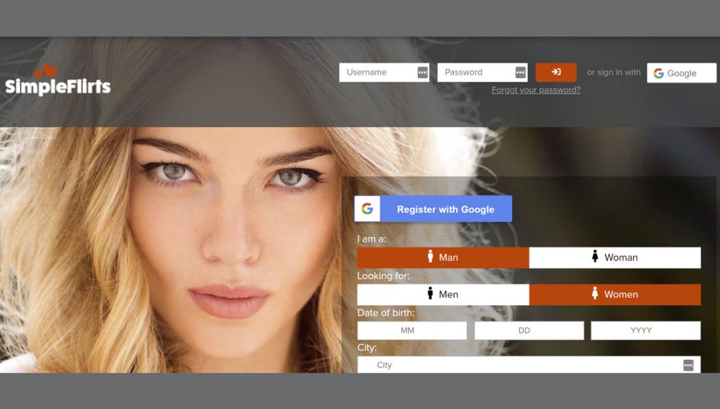 simple flirts homepage