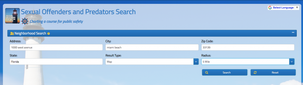 sex offender search