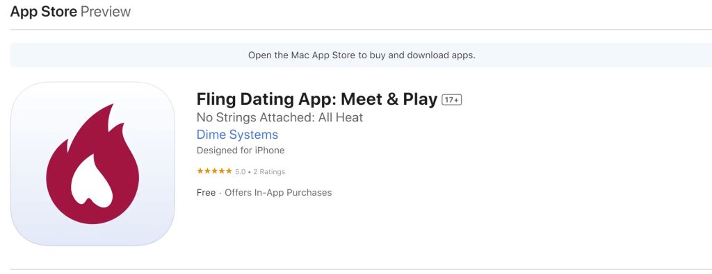 Fling Dating App in Apple Store