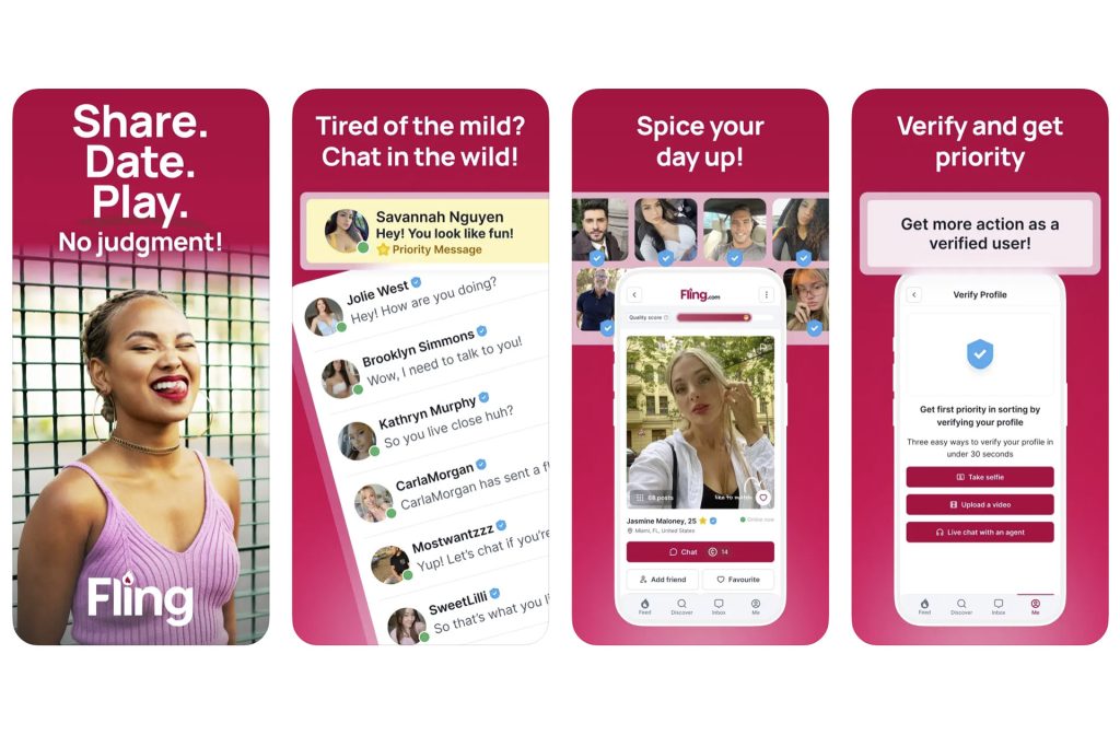 Screenshot of Fling.com app